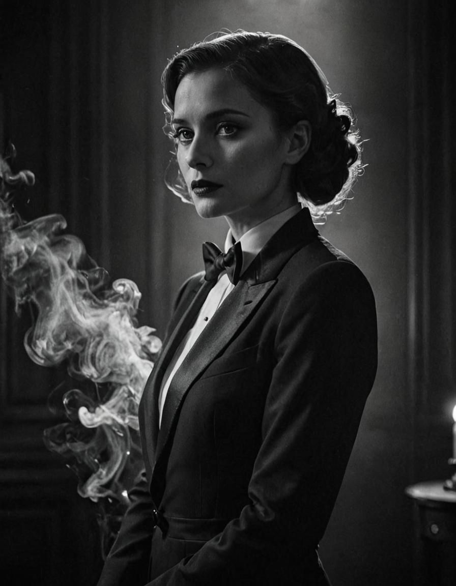Film Noir: Woman in Tuxedo Portrait