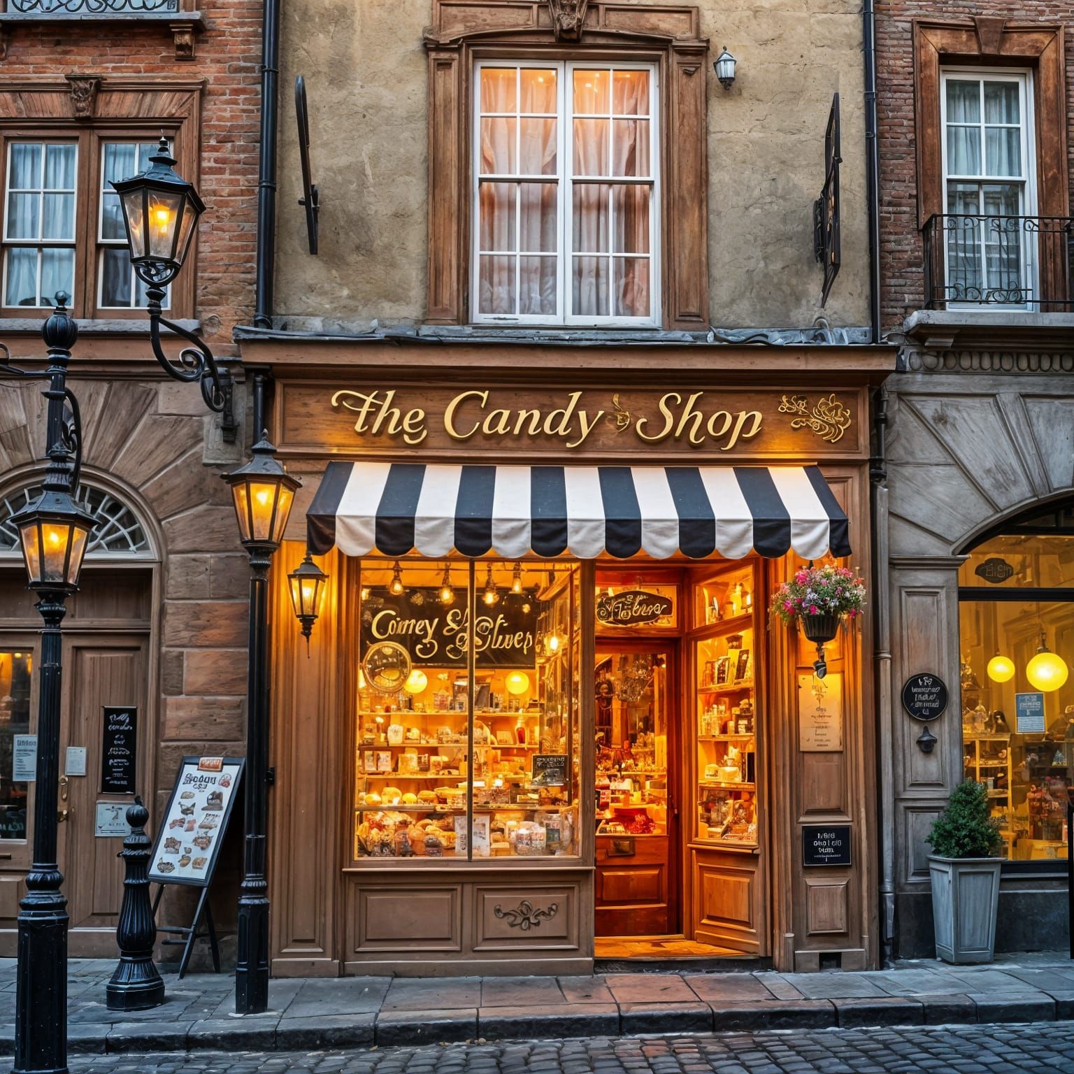 Whimsical Candyshop Wonderland in Quaint Street Setting
