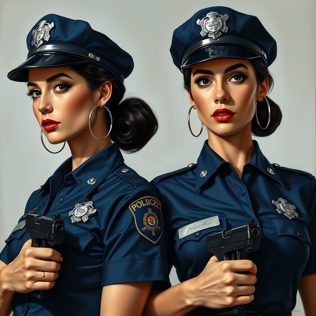 Female Police Officers in Hyper-Realistic Style