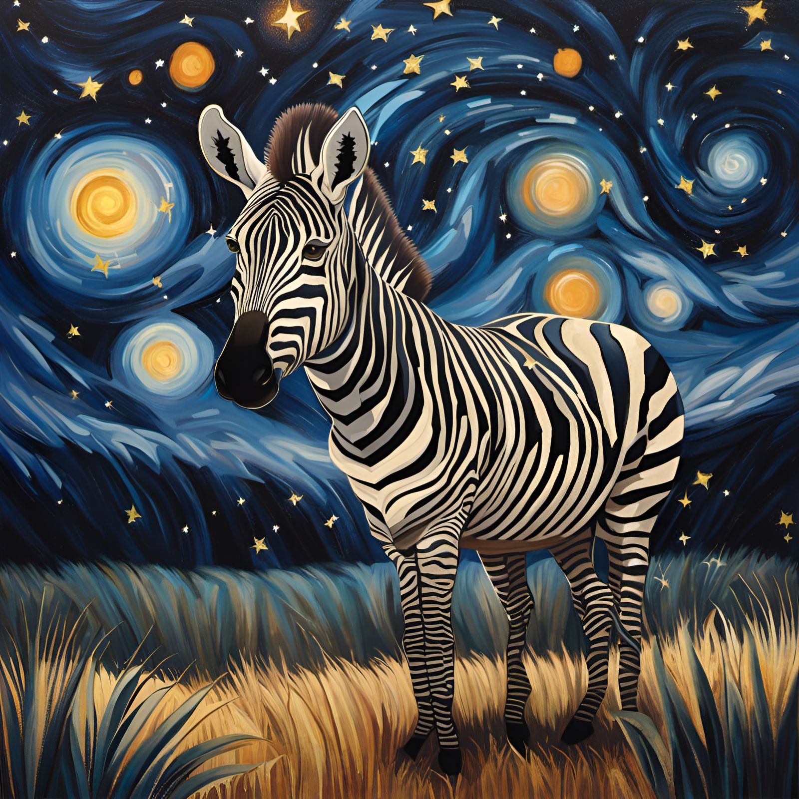 Zebra Silhouetted Against Starry Savannah Night