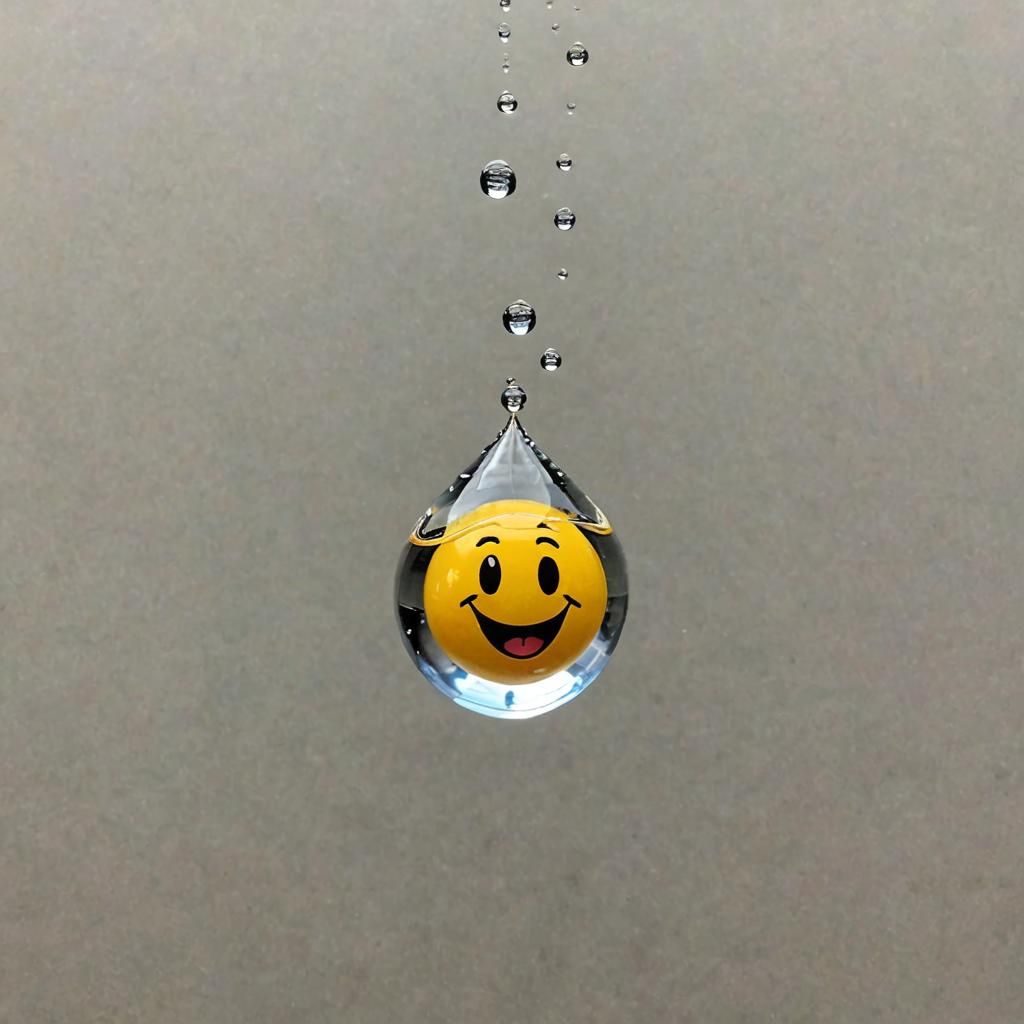Happy Emoji Water Droplet Dive Bombing into Bath