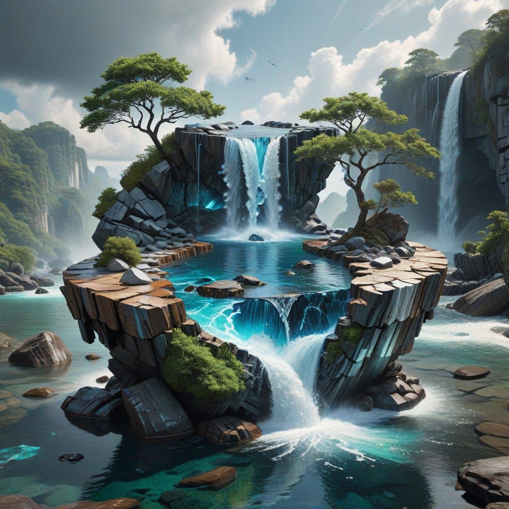 Holographic Yin-Yang Landscape with Waterfalls