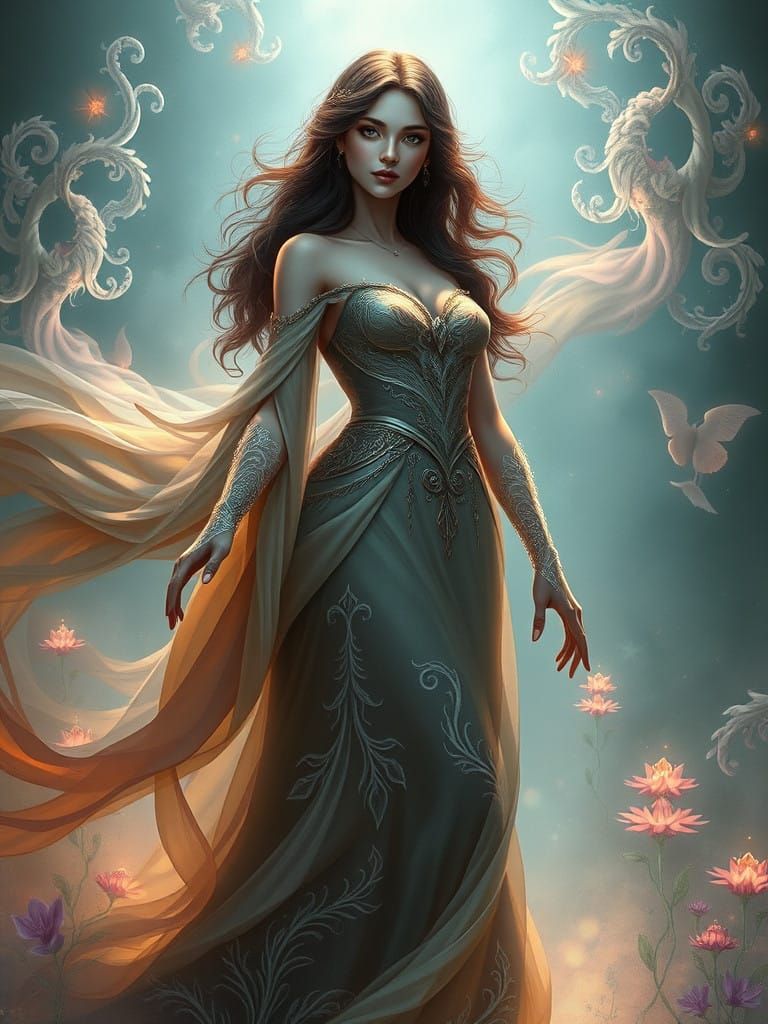 Ethereal Fantasy Goddess with Delicate Stump