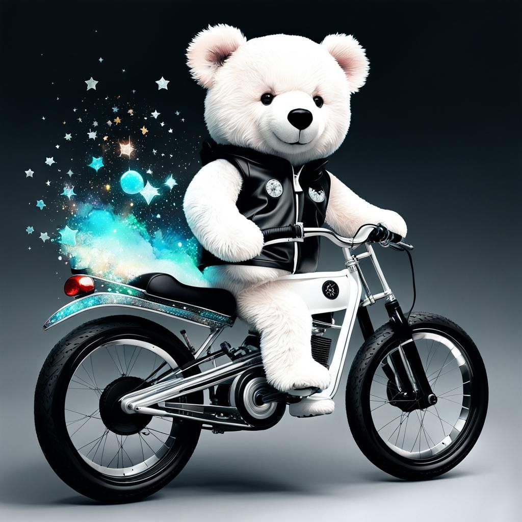 Cute Teddy Bear on Bike with Shiny Aura