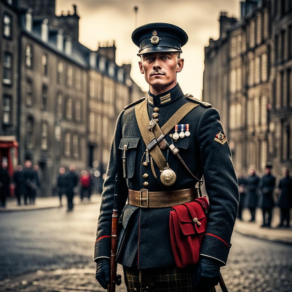 Edinburgh Black Watch Soldier Portrait, Early 20th Century