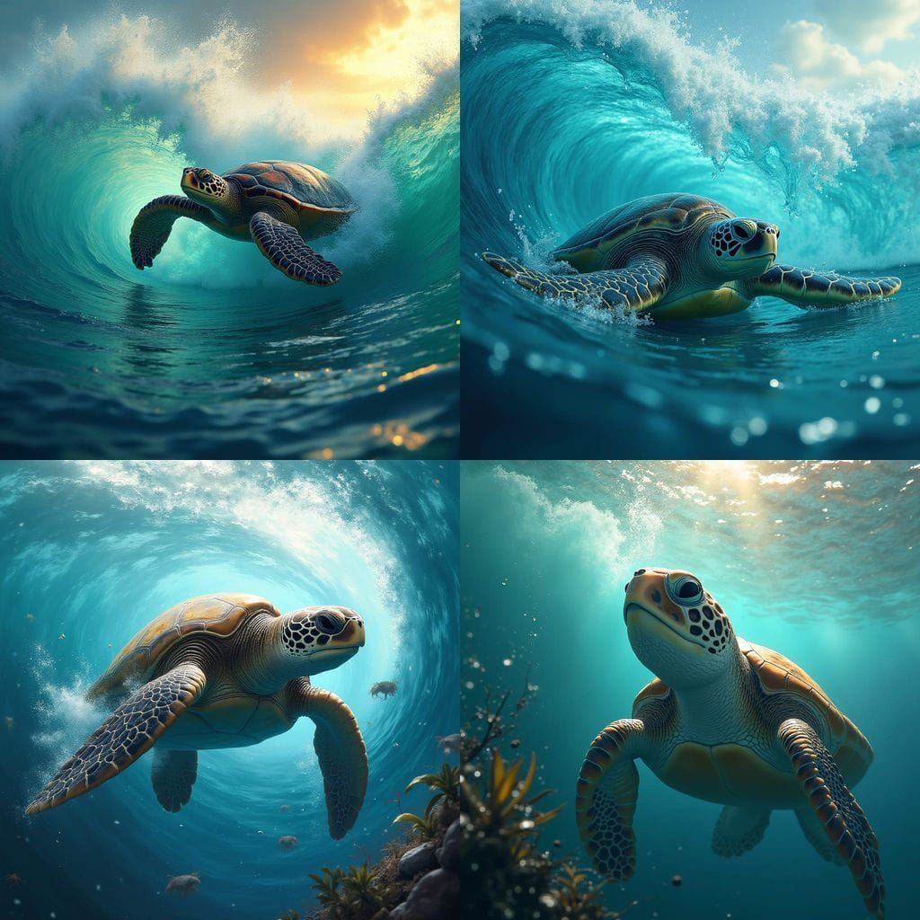 Fantastical Sea Turtle Rises from the Deep