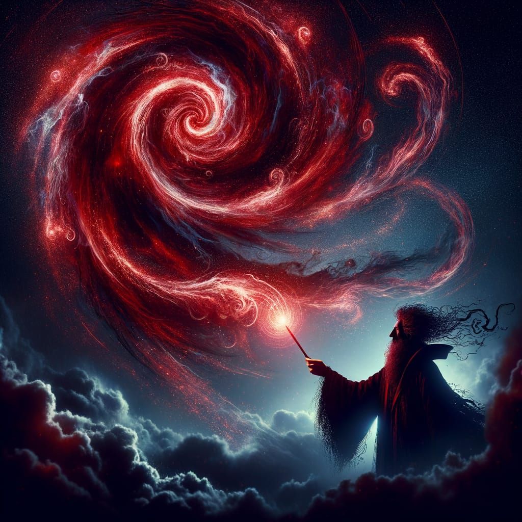 Sorcerer Commands Crimson Tempest in Mystical Night