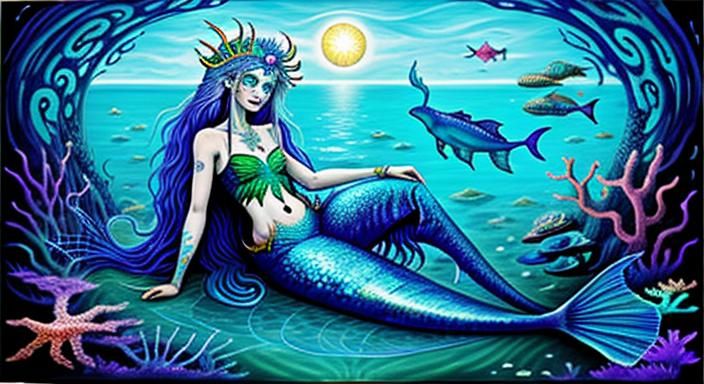 Psychedelic Biopunk Mermaid Goddess