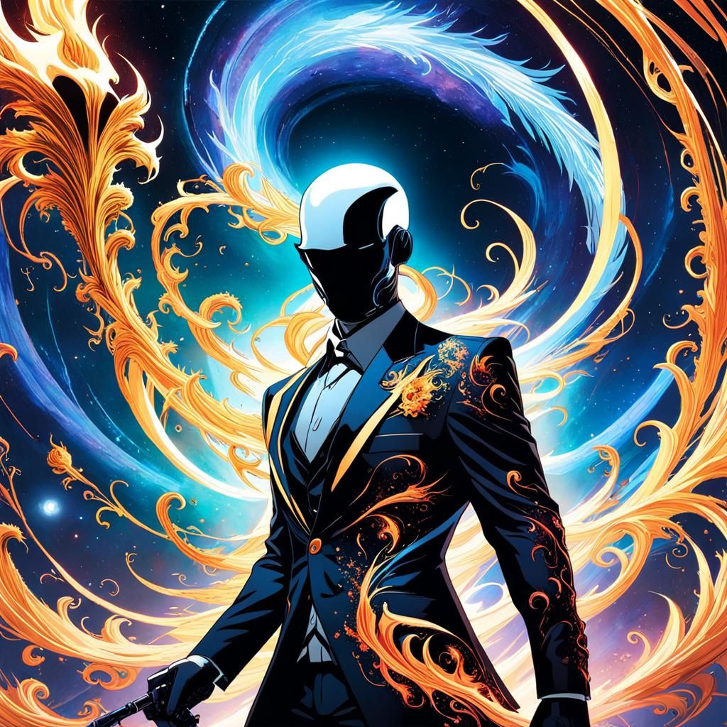 Cybernetic Hitman in Galaxy, 3D Cinematic Render