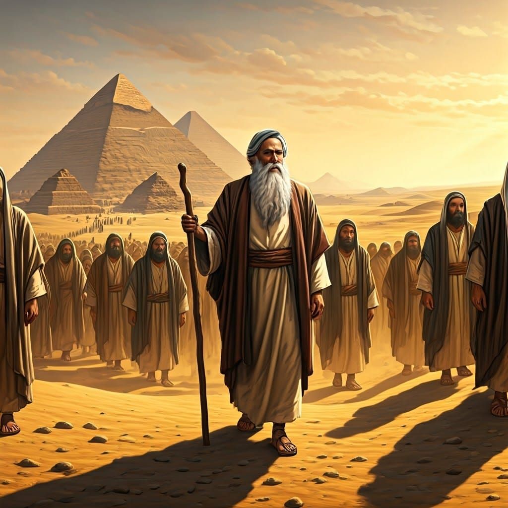 Ancient Hebrews Trek Through Endless Desert Landscape