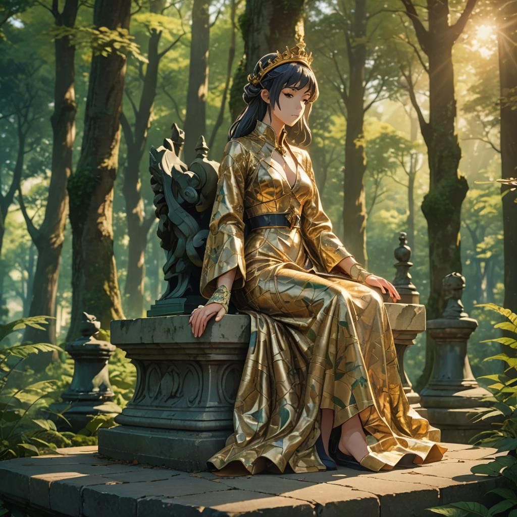 Regal Chess Queen in Anime Key Visual Style