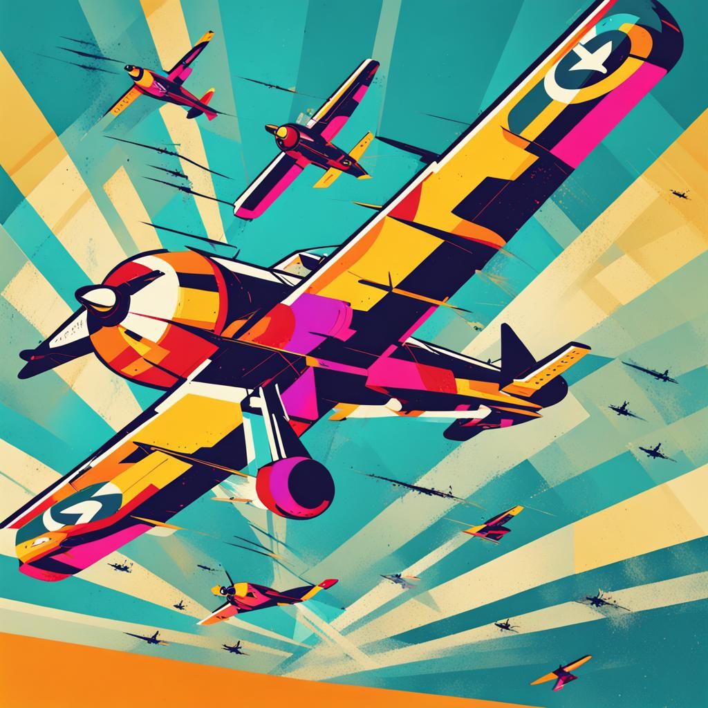 Duck Pilot in Fighter Plane: Pop Art Battlefield