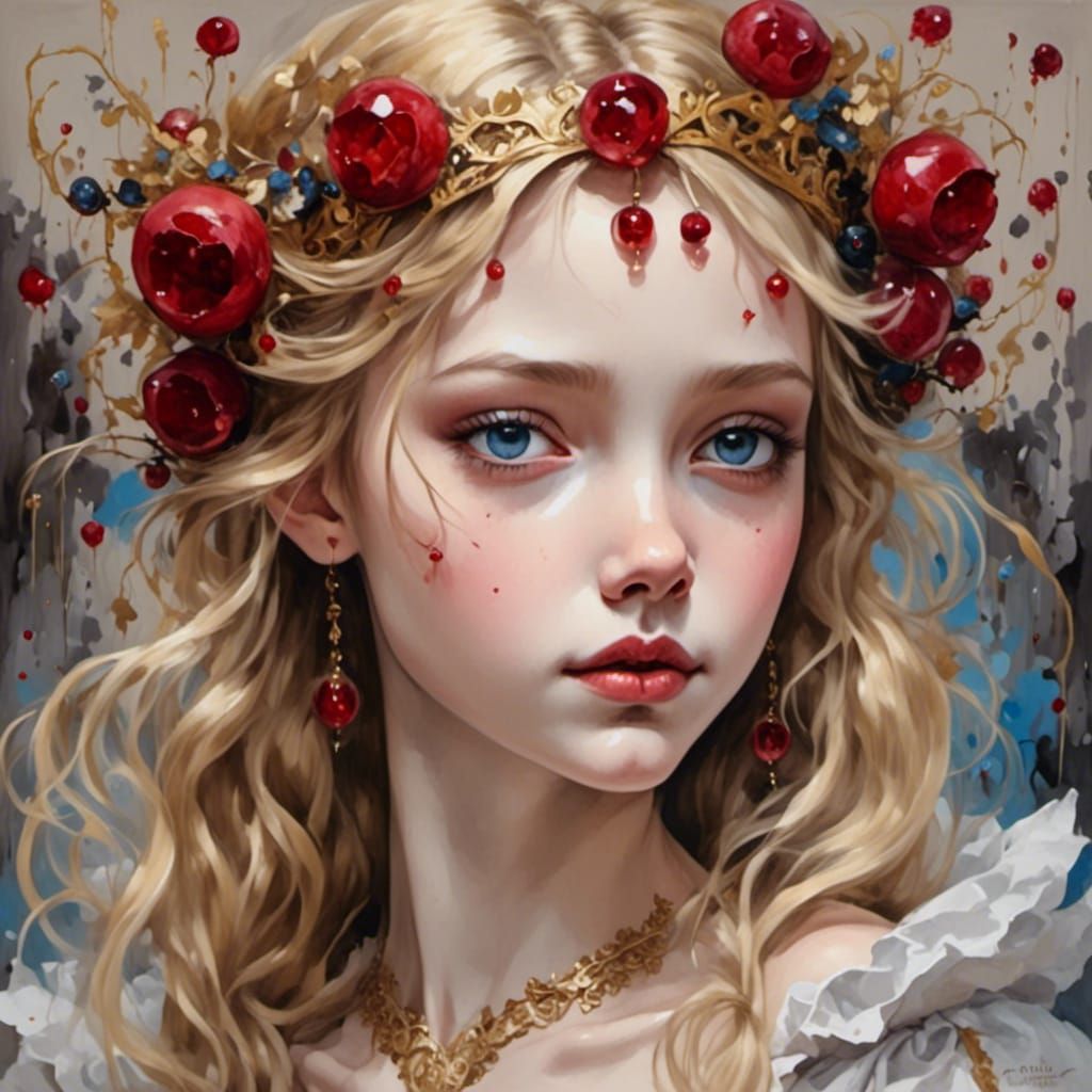 Beautiful Princess with Golden Crown and Blue Eyes