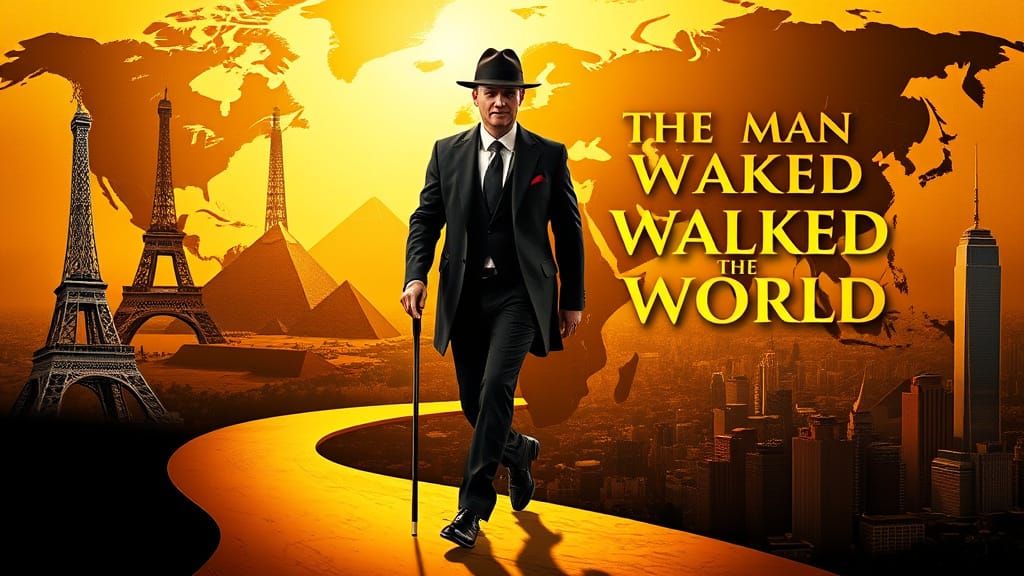 The Walking Man's Global Odyssey in Luxurious Art Deco Style