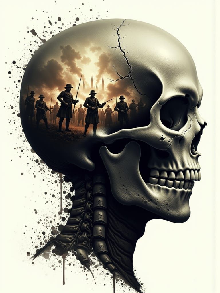 Skull with Gettysburg Battle, Digital Art