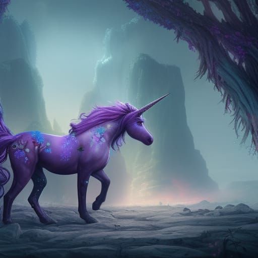 Fantastical Unicorn in Detailed Matte Painting