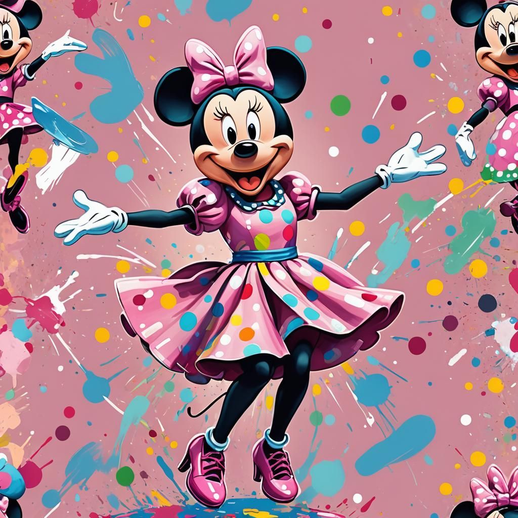 A digital illustration of Minnie Mouse, a popular Disney cha...