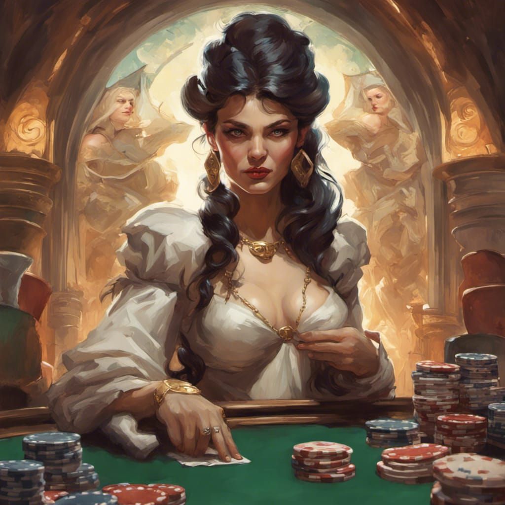 Lady Luck Poker Portrait in Art Nouveau Style
