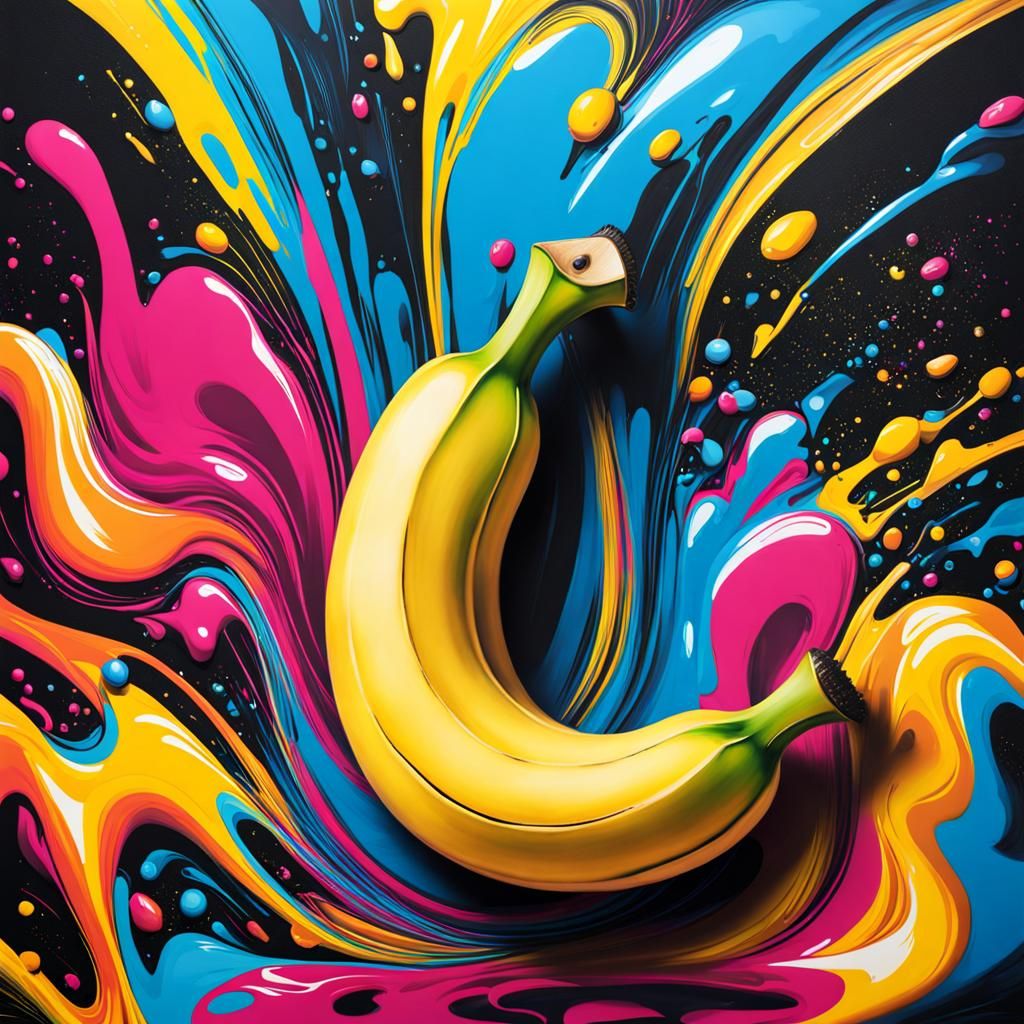 Colorful Graffiti Banana in Street Art Style