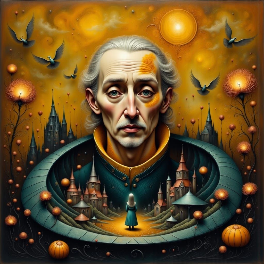 Mysterious Figure Lost in Thought Amidst Endless Landscape