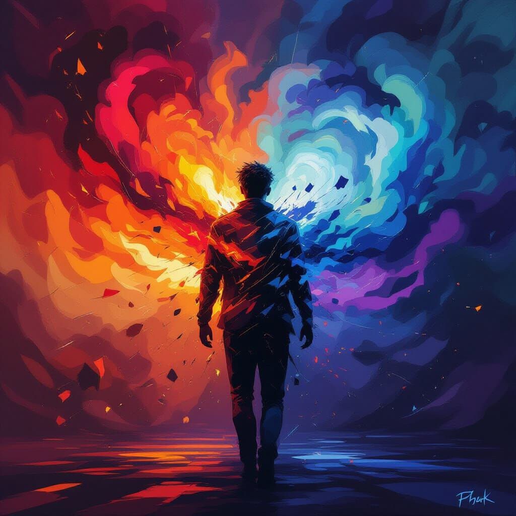 Impressionist Portrait of Emotional Turmoil