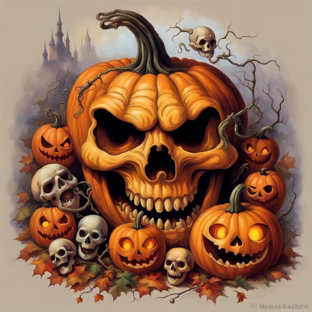 Horrific Colorful Jack-O-Lanterns in Classical Style