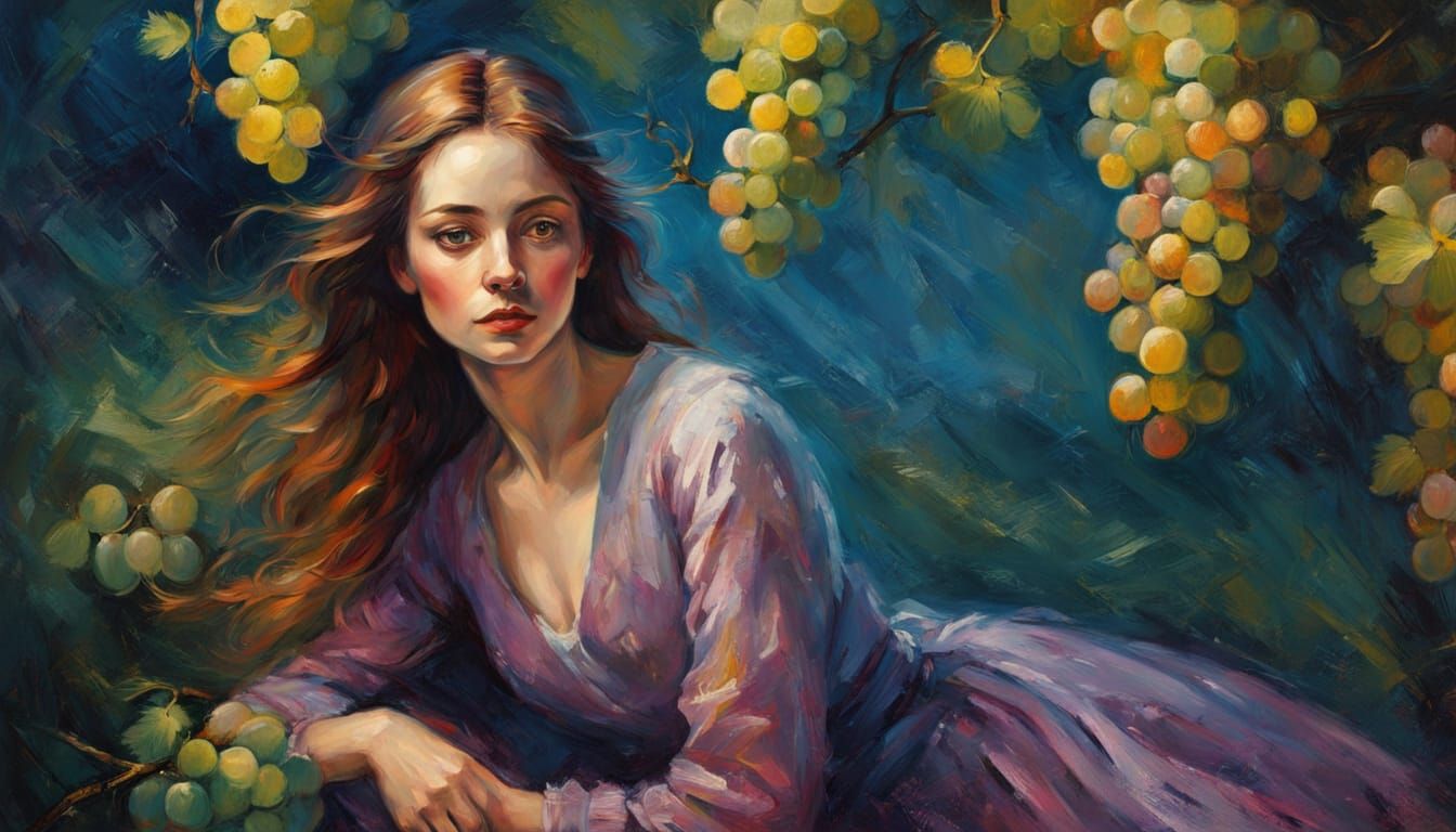 Vineyard Goddess in Impasto Style