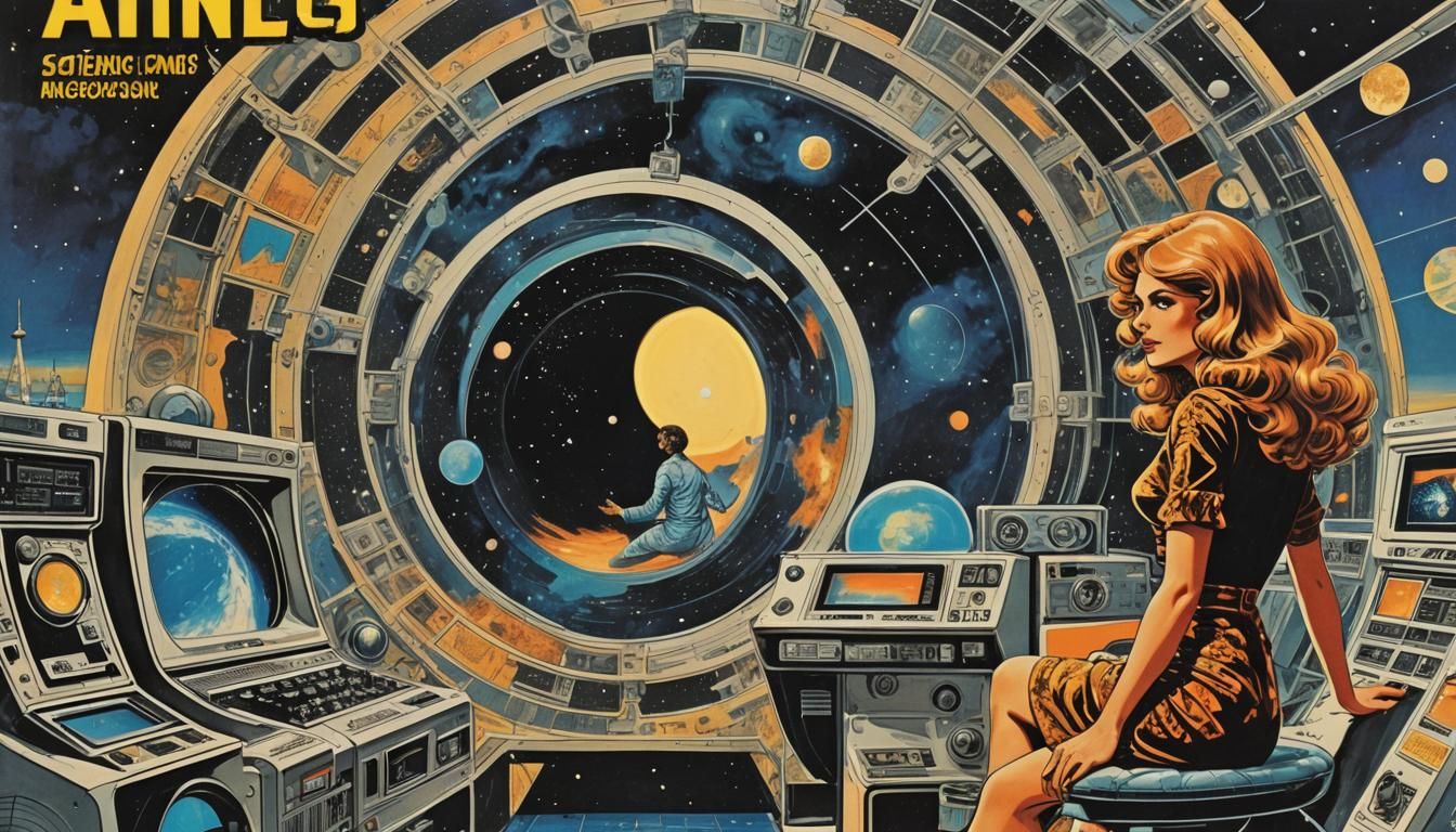 Retro Sci-Fi Comic Cover with Futuristic Products