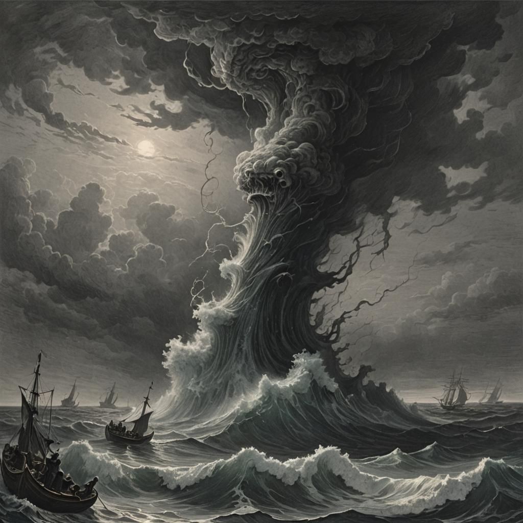 Menacing Waterspout Inspired by Doré and Rutkowski