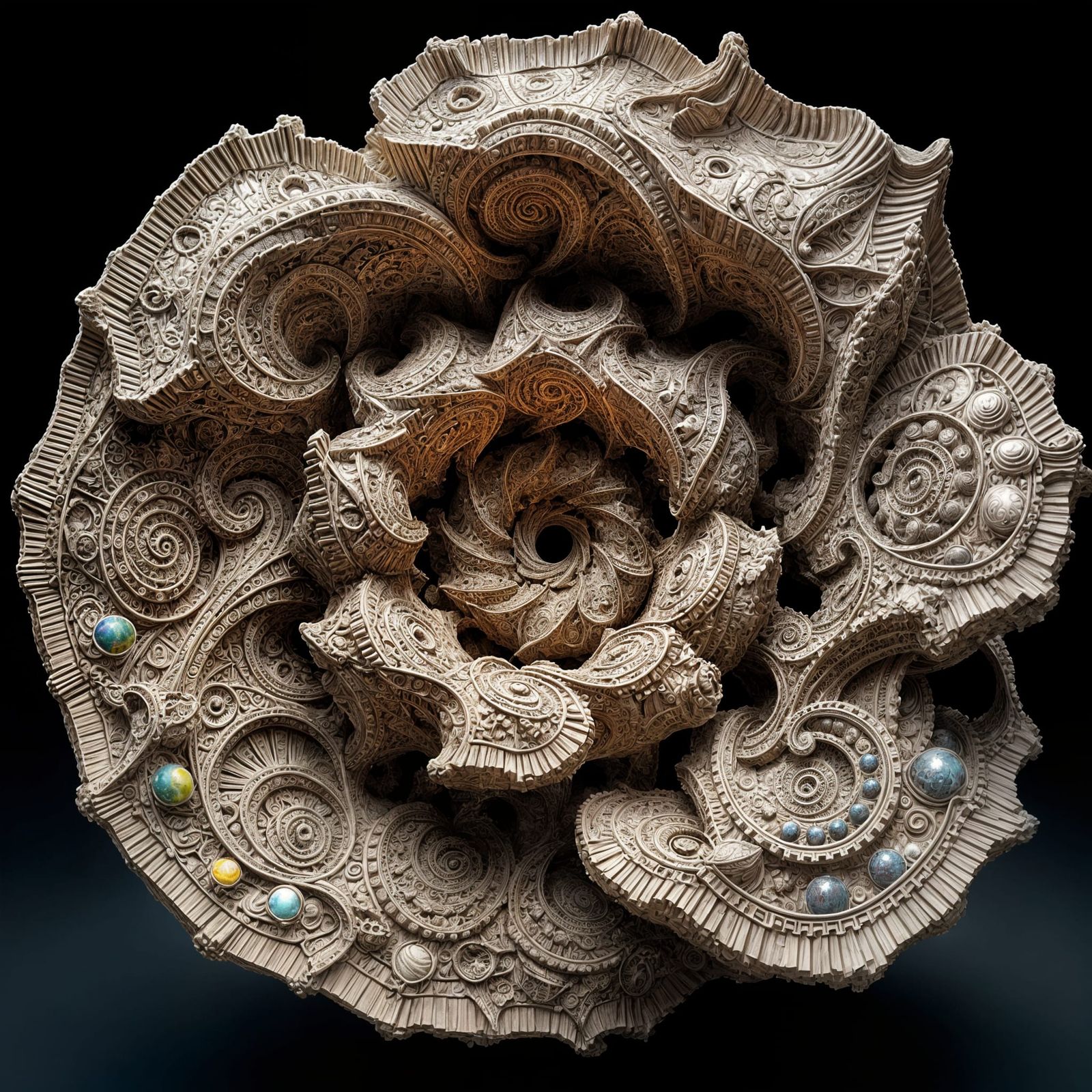 Surreal Fractal Sculpture in Iridescent Hues