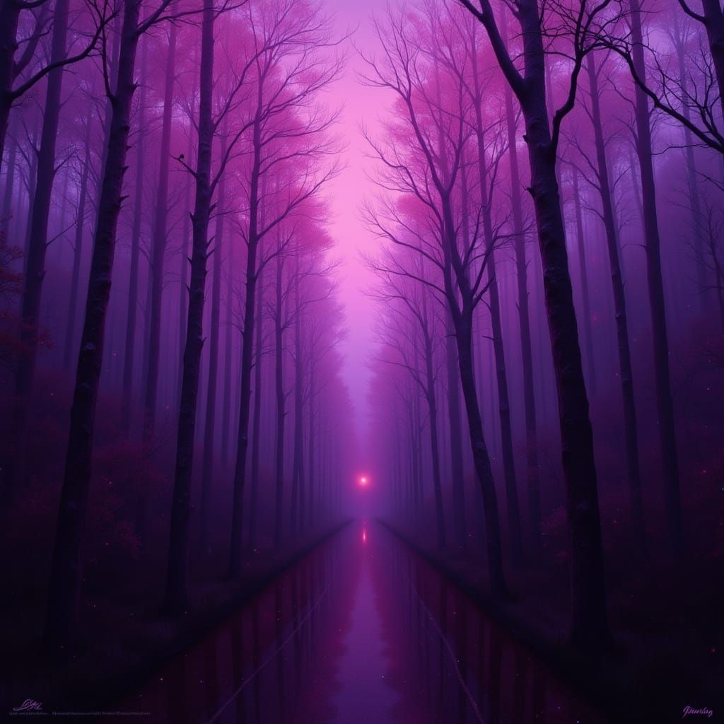 Mysterious Dark Violet Realm in Cyberpunk Style