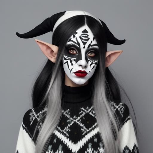 Emo Elf in Black and White Portrait