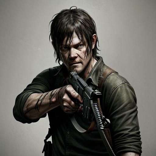 Daryl Dixon Zombie Hunter: Hyperrealistic Splash Art