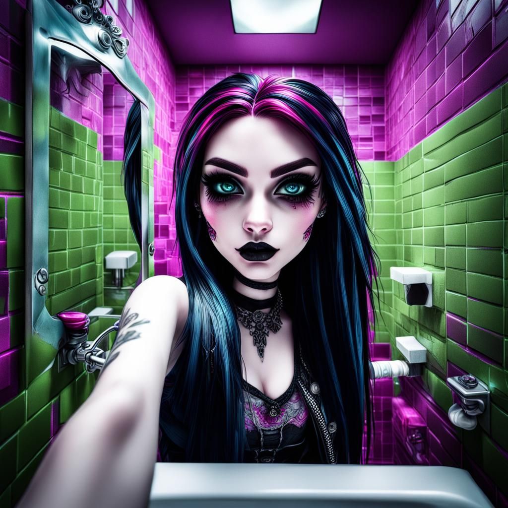 emo monster high bathroom selfie