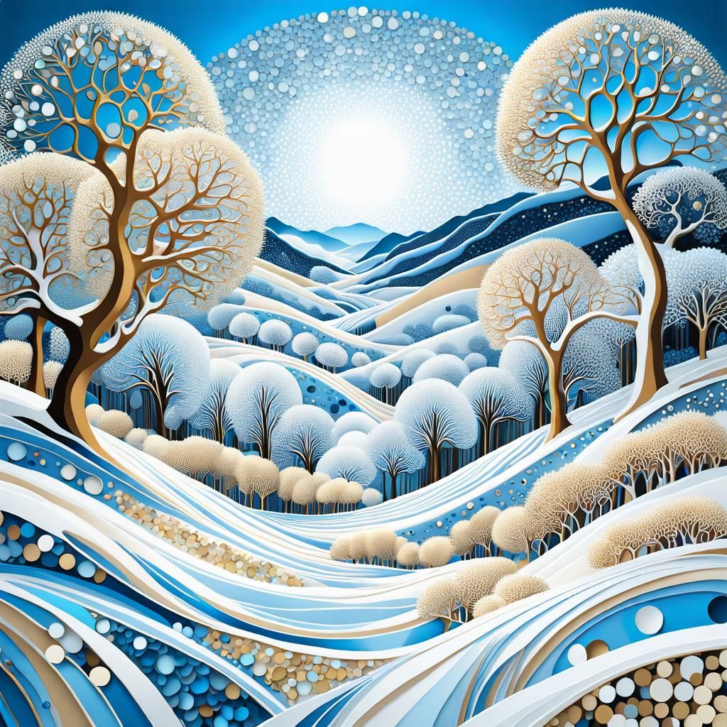 Abstract Winter Landscape Inspired by Klimt