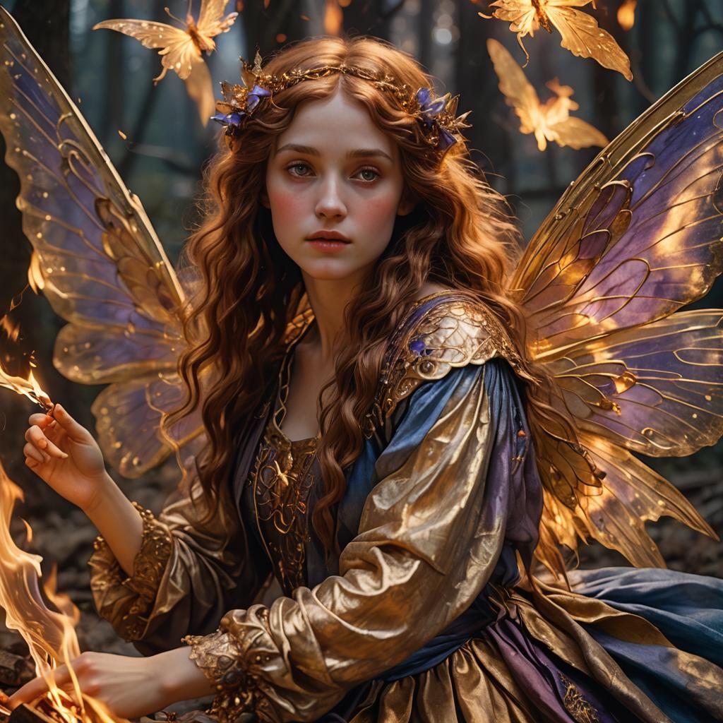 Fantasy Fairy Portrait in Pre-Raphaelite Style