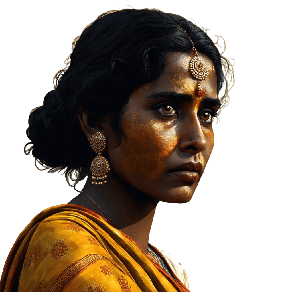 Distraught Sri Lankan Woman in Vibrant Saree