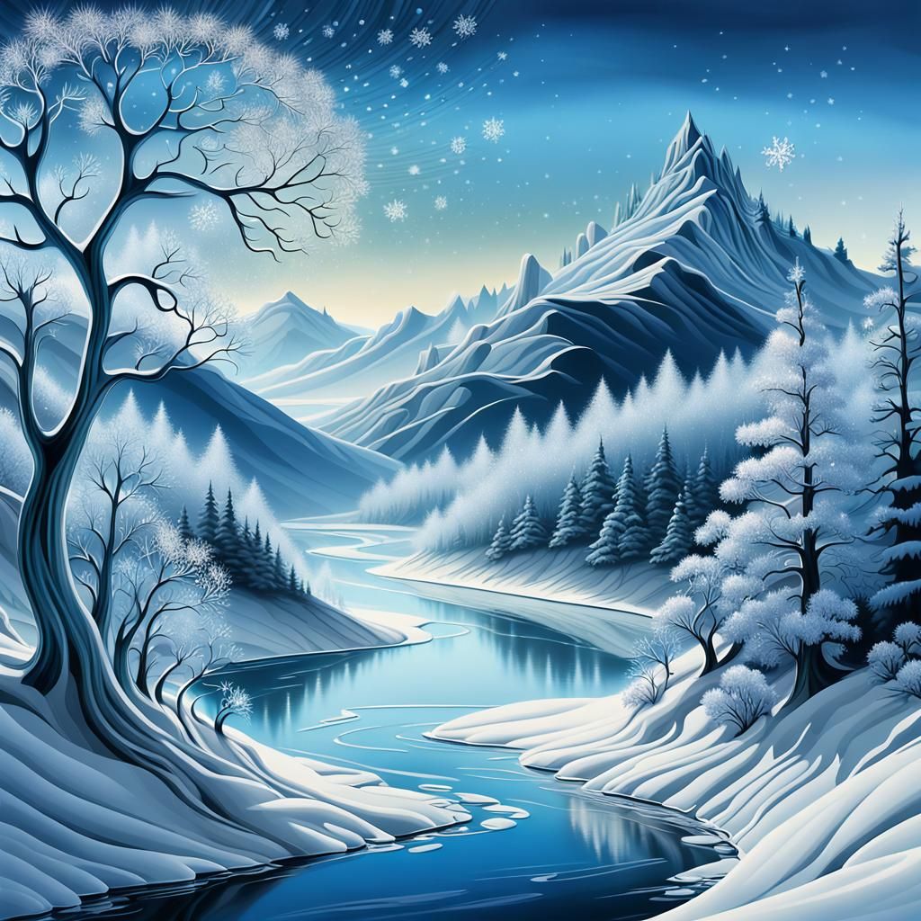 Winter Wonderland Within a Maple Leaf