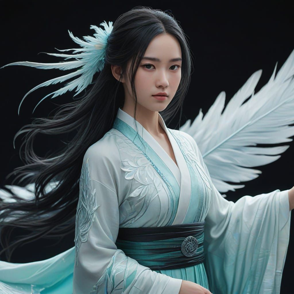 Young Jingwei Goddess in Makoto Shinkai Style