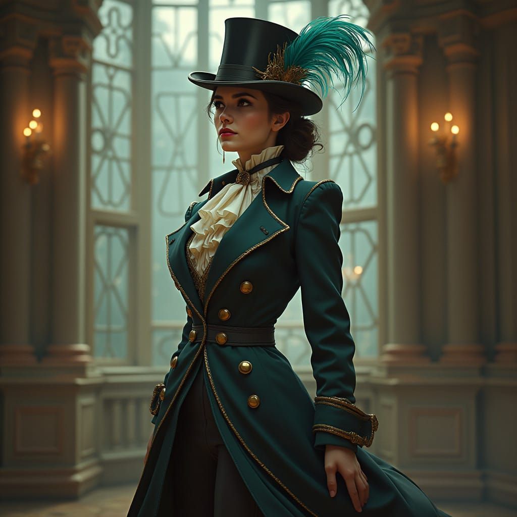 Ethereal Victorian Steampunk Lady in Majestic Atmosphere
