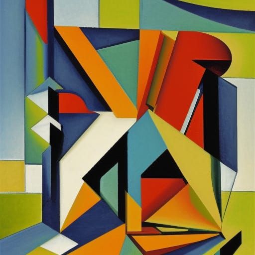 Abstract Cubist Birthday Cake in Euclidean Style