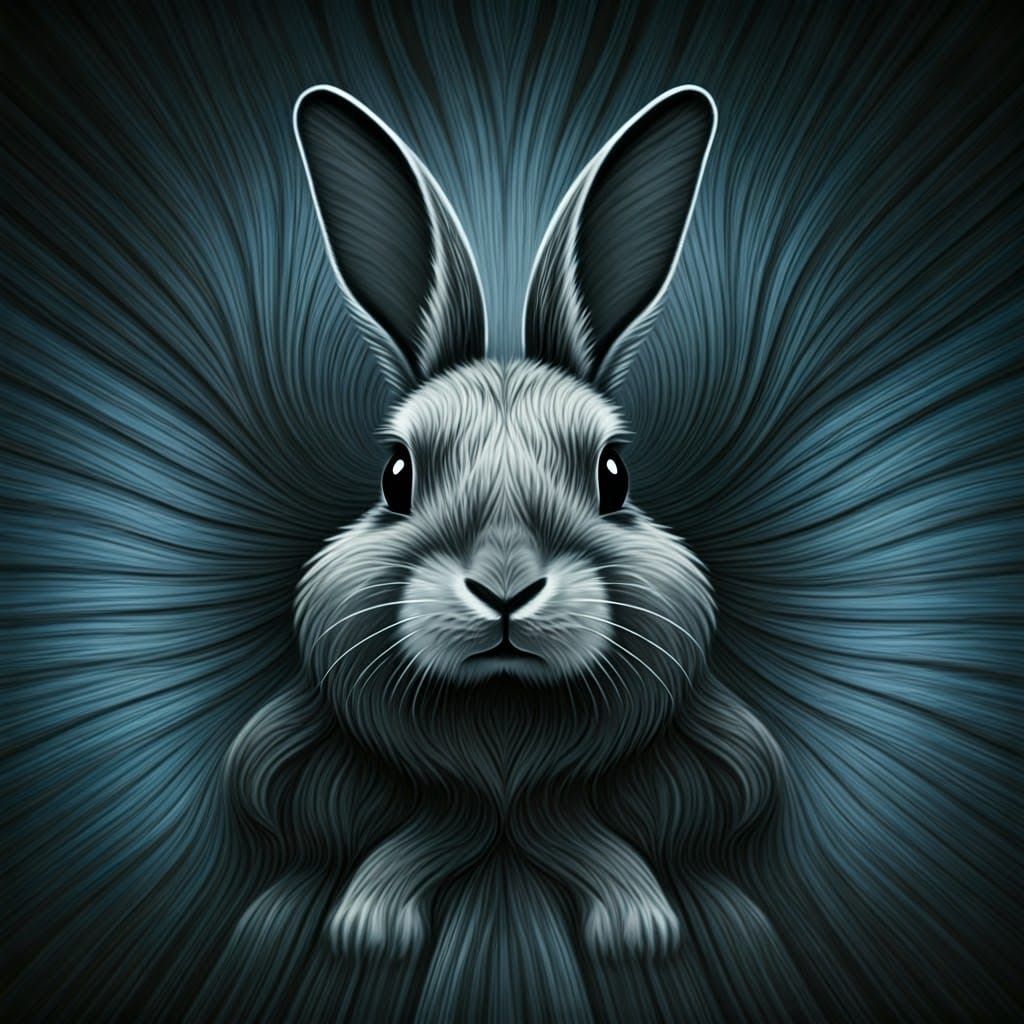 Blue Psychedelic Bunny Digital Art