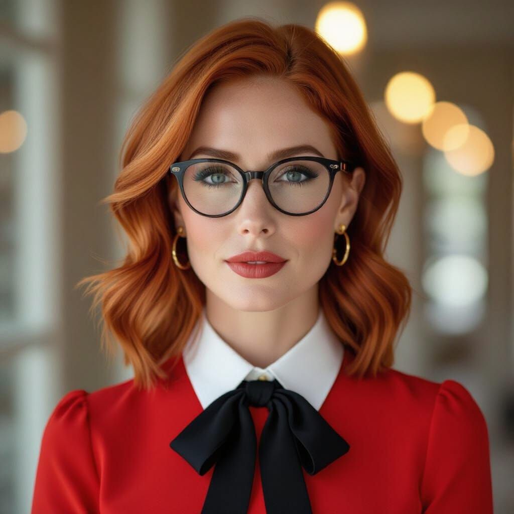 Irish Woman with Red Hair and Gold Earrings