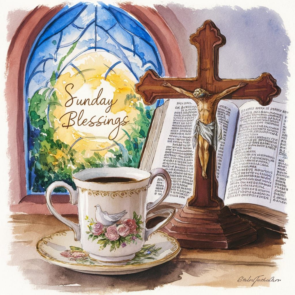 Heartwarming Watercolour of Sunday Blessings Still Life