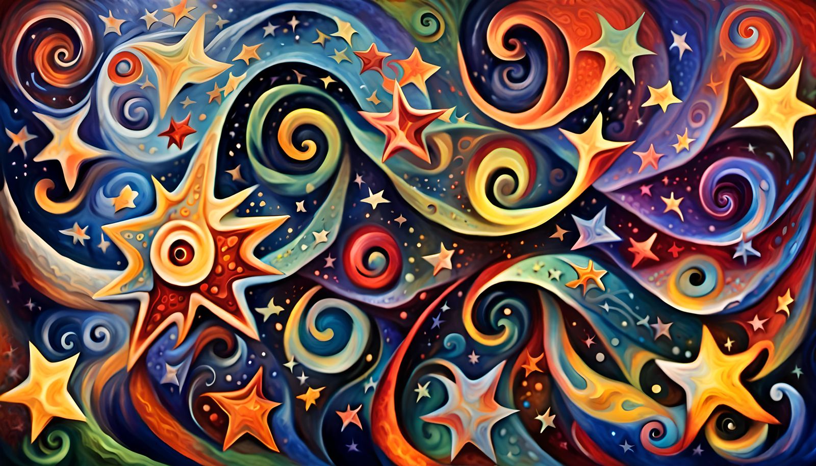 Cosmic Star Cluster in Impasto Oil Style