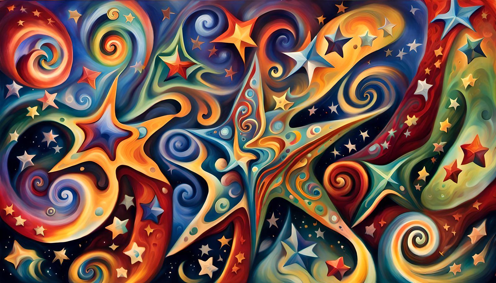 Cosmic Star Cluster in Dreamy Abstract Impasto Style