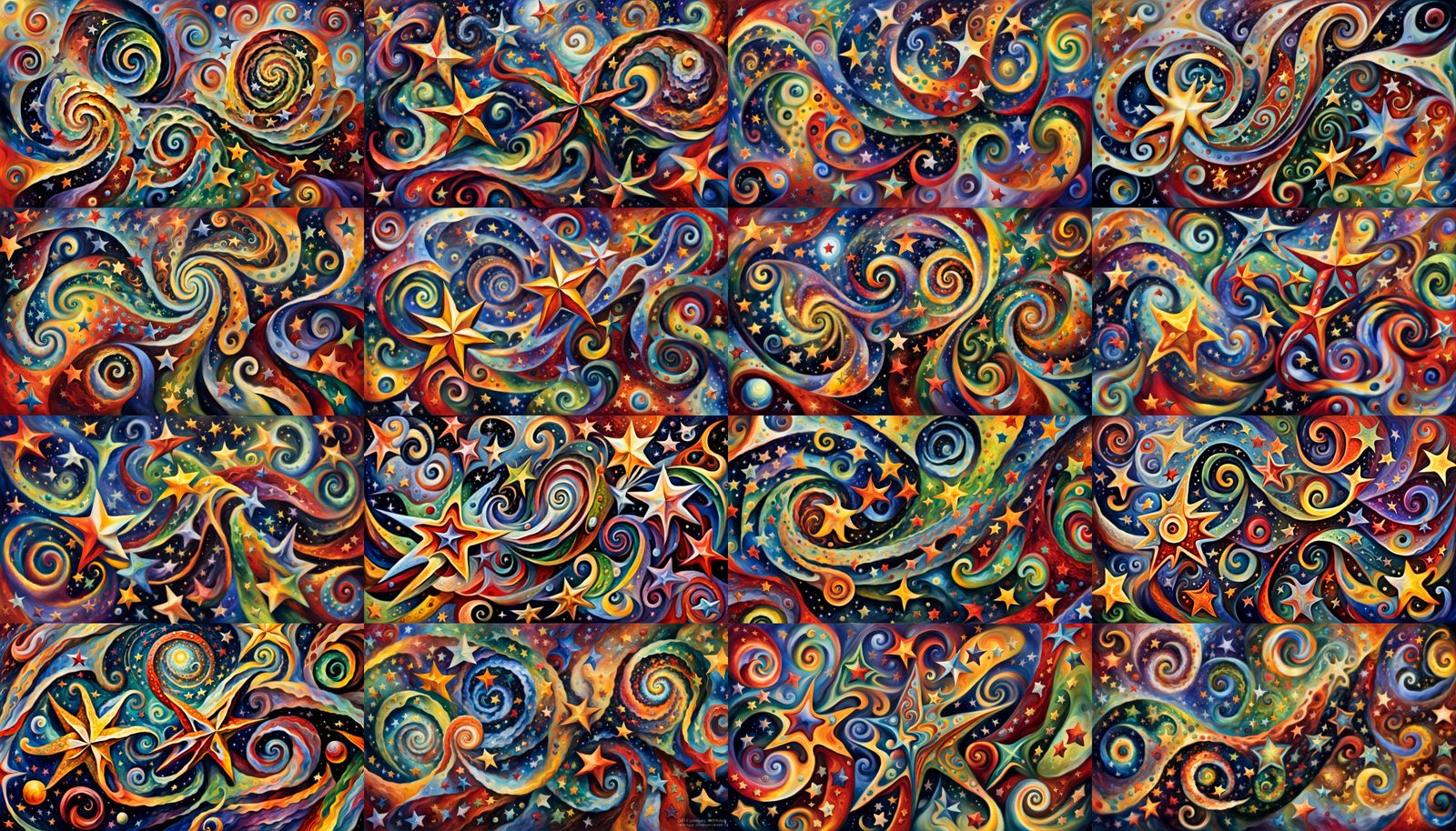 Swirling Stars in Cosmic Dance as Impasto Painting