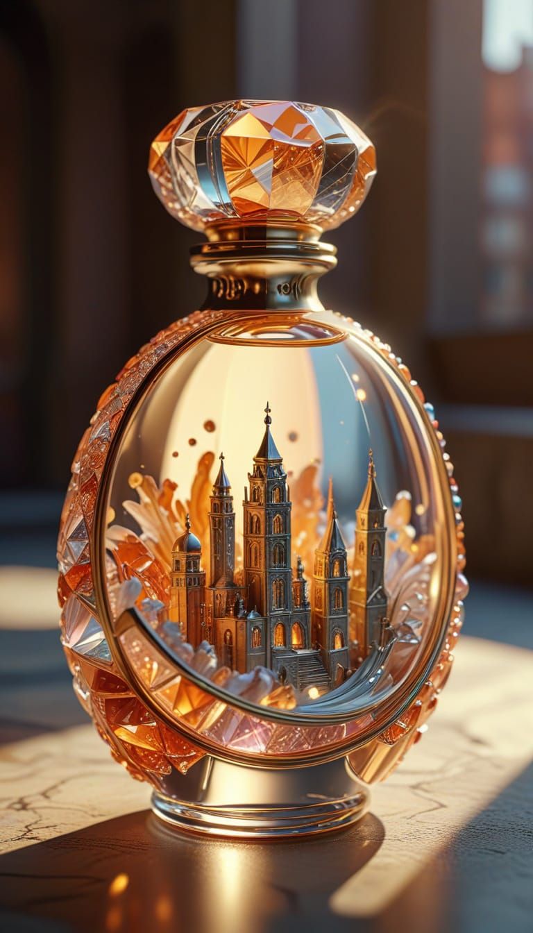 Iridescent Perfume Bottle Macro Photograph