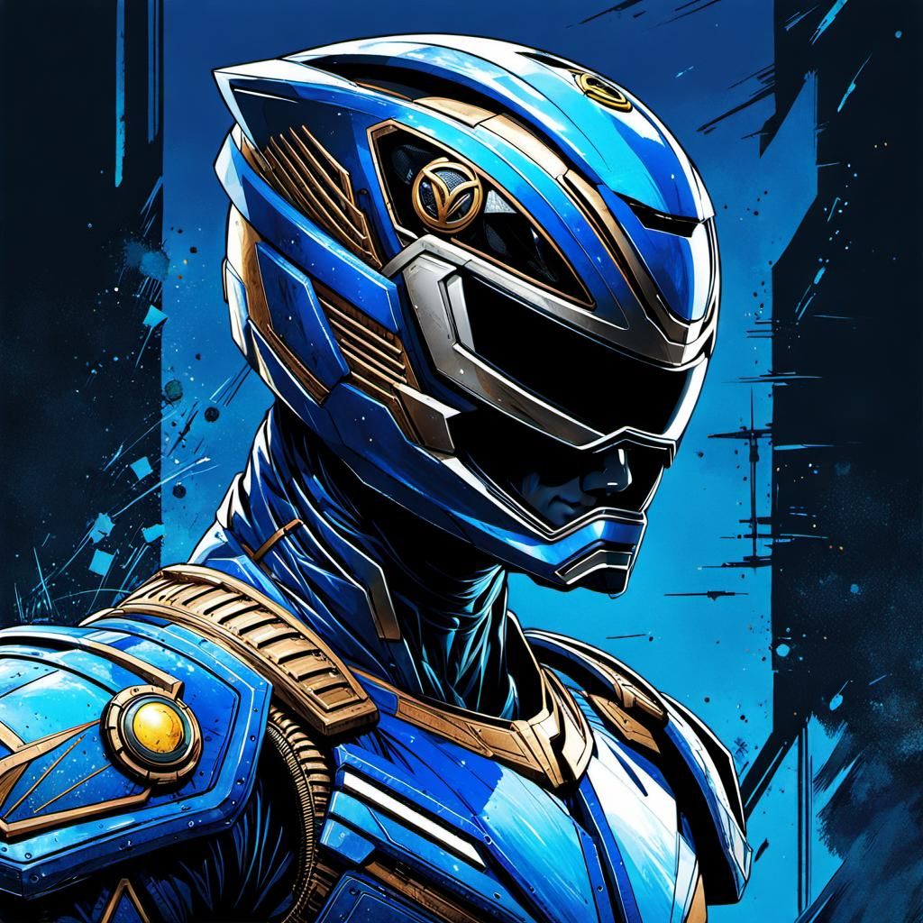 Blue Power Ranger Schematic Diagram in Detailed Style