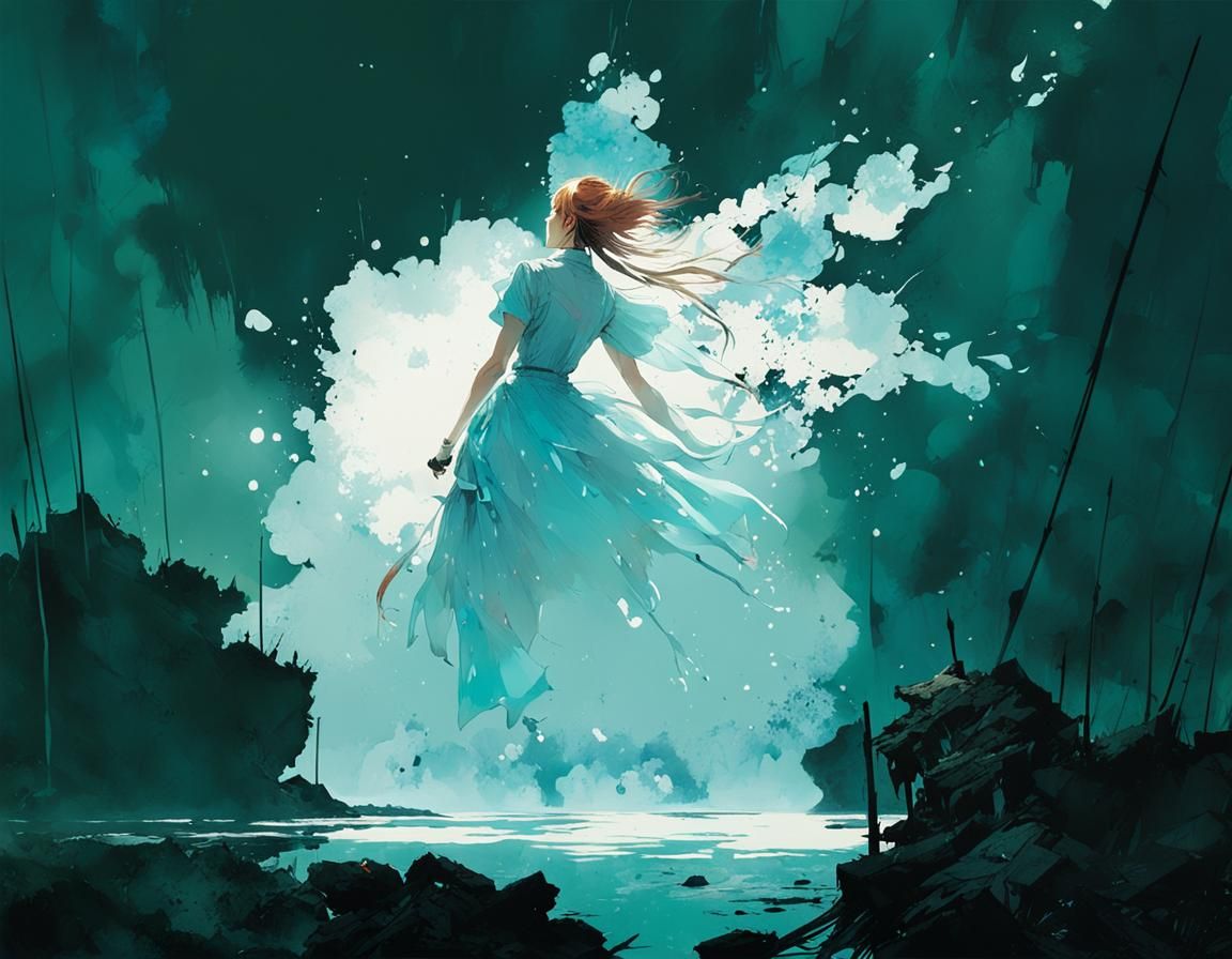 Intricate Ink Splatter Manhwa Art